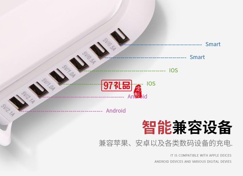 多口USB充電器 蘋果安卓音響家用旅行桌面插座多口手機充電器快充