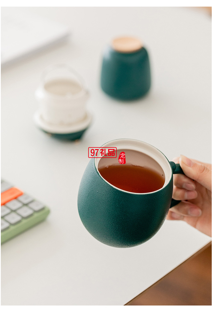 招財貓?zhí)沾神R克杯創(chuàng)意茶杯帶蓋辦公室泡茶杯子過濾杯卡通端午禮品