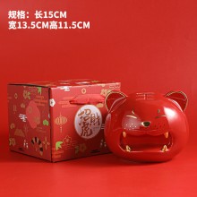 老虎儲蓄罐陶瓷生肖存錢罐虎年商務(wù)禮品地產(chǎn)保險公司年會伴手禮