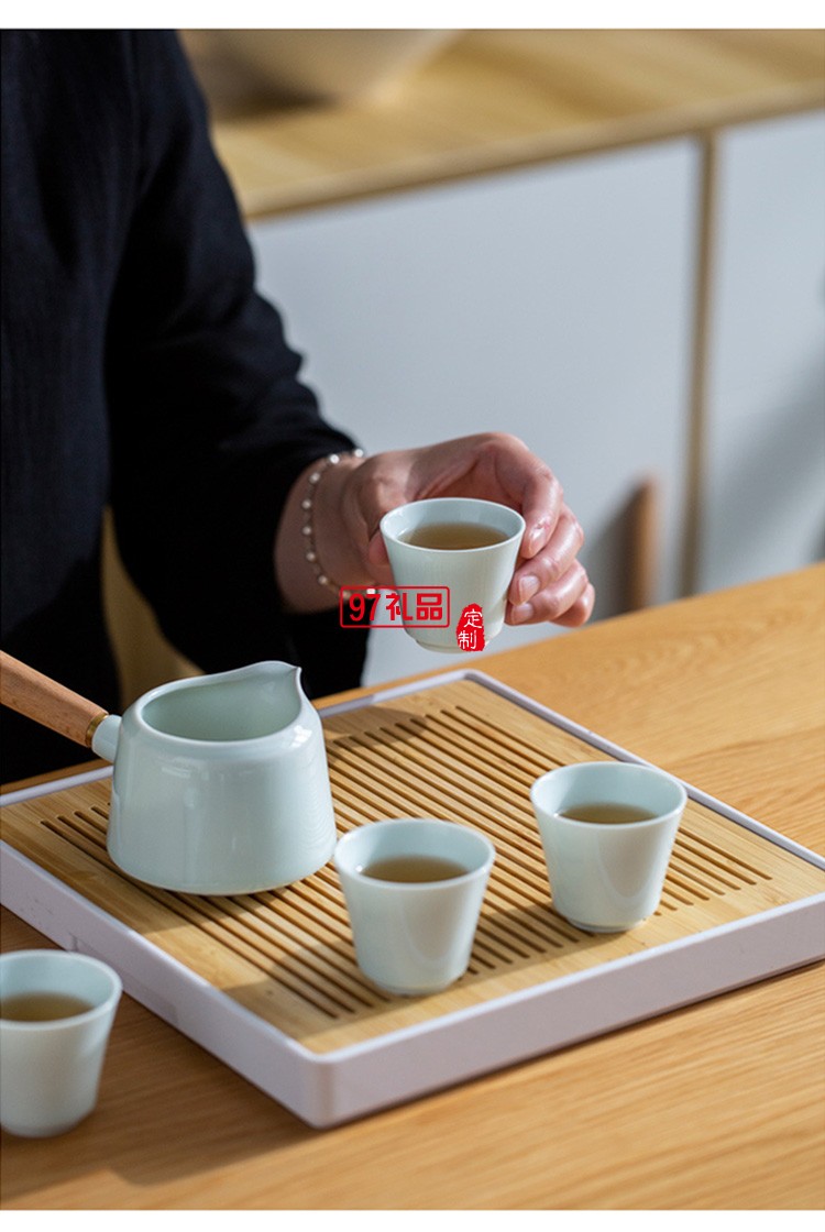 地產(chǎn)銀行禮品茶具套裝青瓷側(cè)把壺套裝保險(xiǎn)商務(wù)伴手禮品LOGO