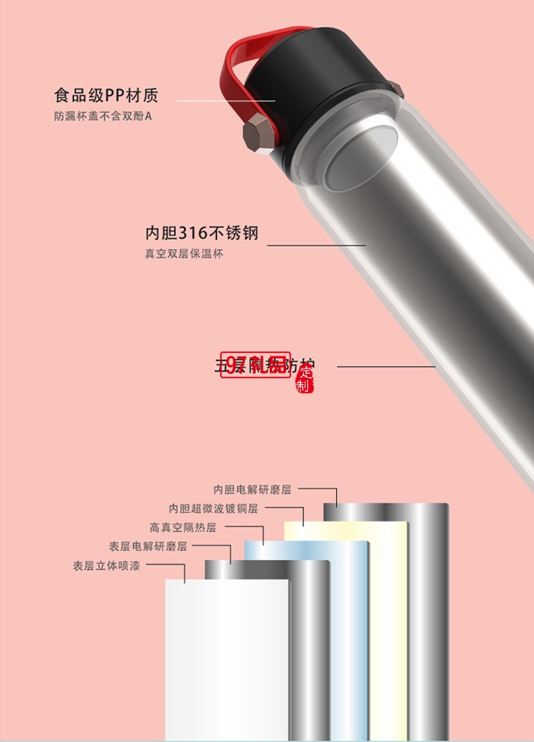 316不銹鋼車載便攜小學生簡約可愛可定制logo