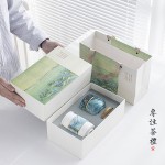 千里江山辦公室陶瓷茶杯套裝國(guó)潮禮盒裝個(gè)人杯禮品