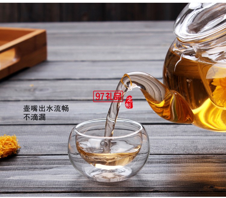 加厚耐熱玻璃茶壺功夫茶具套裝 花茶壺透明過濾內(nèi)膽玻璃茶具