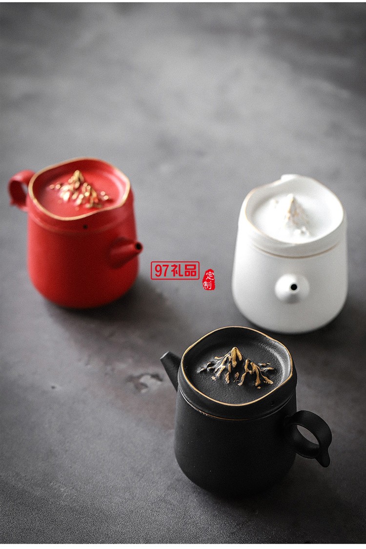 德化陶瓷創(chuàng)意觀山茶具套裝粗陶便攜旅行茶具配茶盤商務(wù)禮品