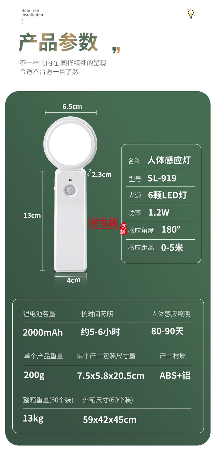 新品LED智能人體感應燈小夜燈充電臺燈樓過道衣櫥臥室床頭燈