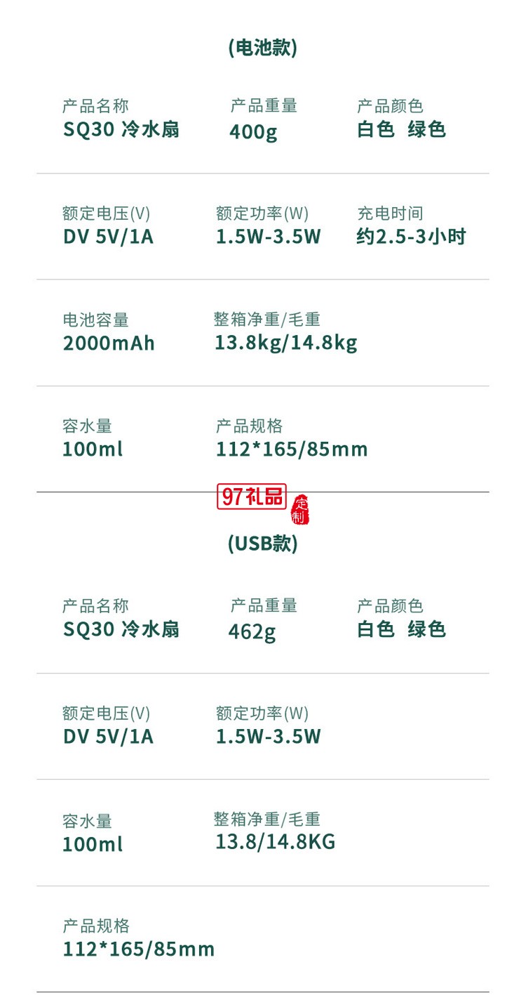 空氣循環(huán)水冷風(fēng)扇桌面噴霧加濕風(fēng)扇辦公室定制公司廣告禮品