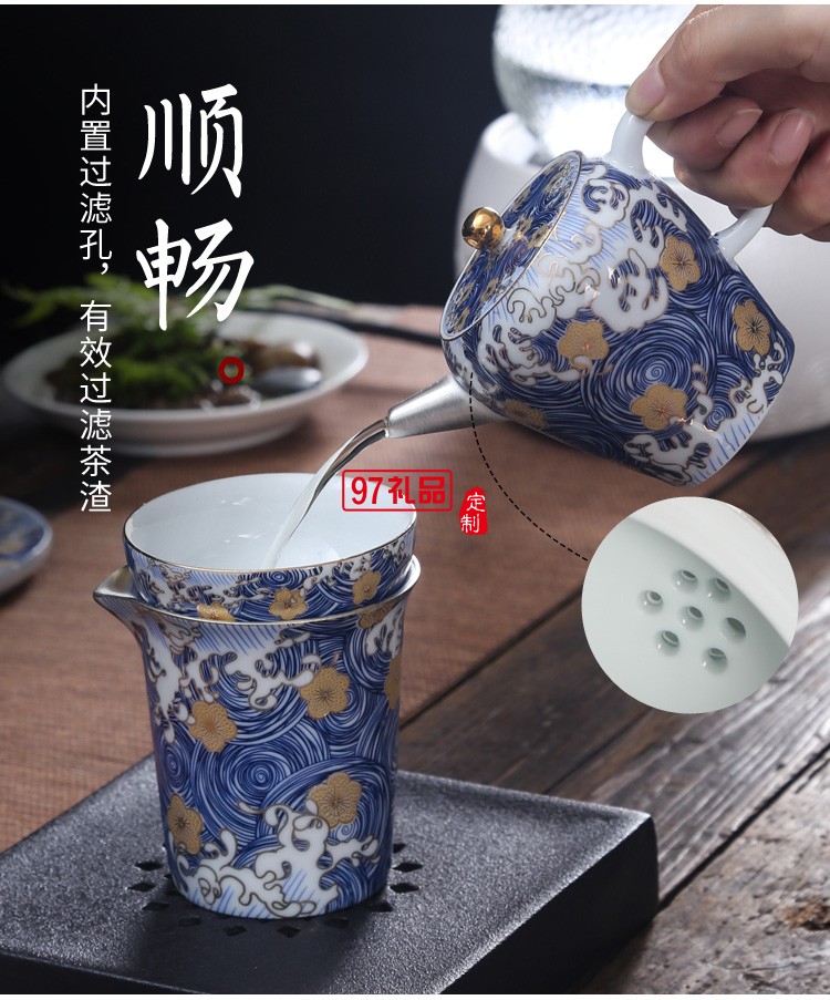 茶具陶瓷套裝純銀整套功夫茶杯泡茶家用茶壺蓋碗高檔商務(wù)禮品定制