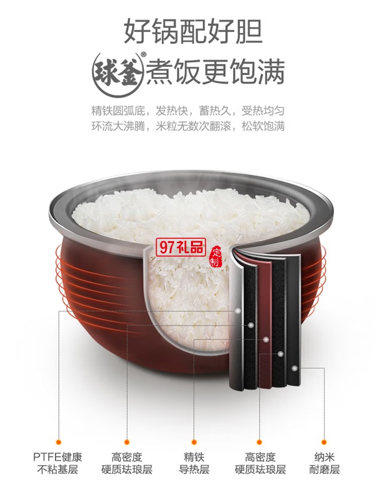 蘇泊爾4L升多功能球釜柴火飯智能電飯煲SF40HC66定制公司廣告禮品