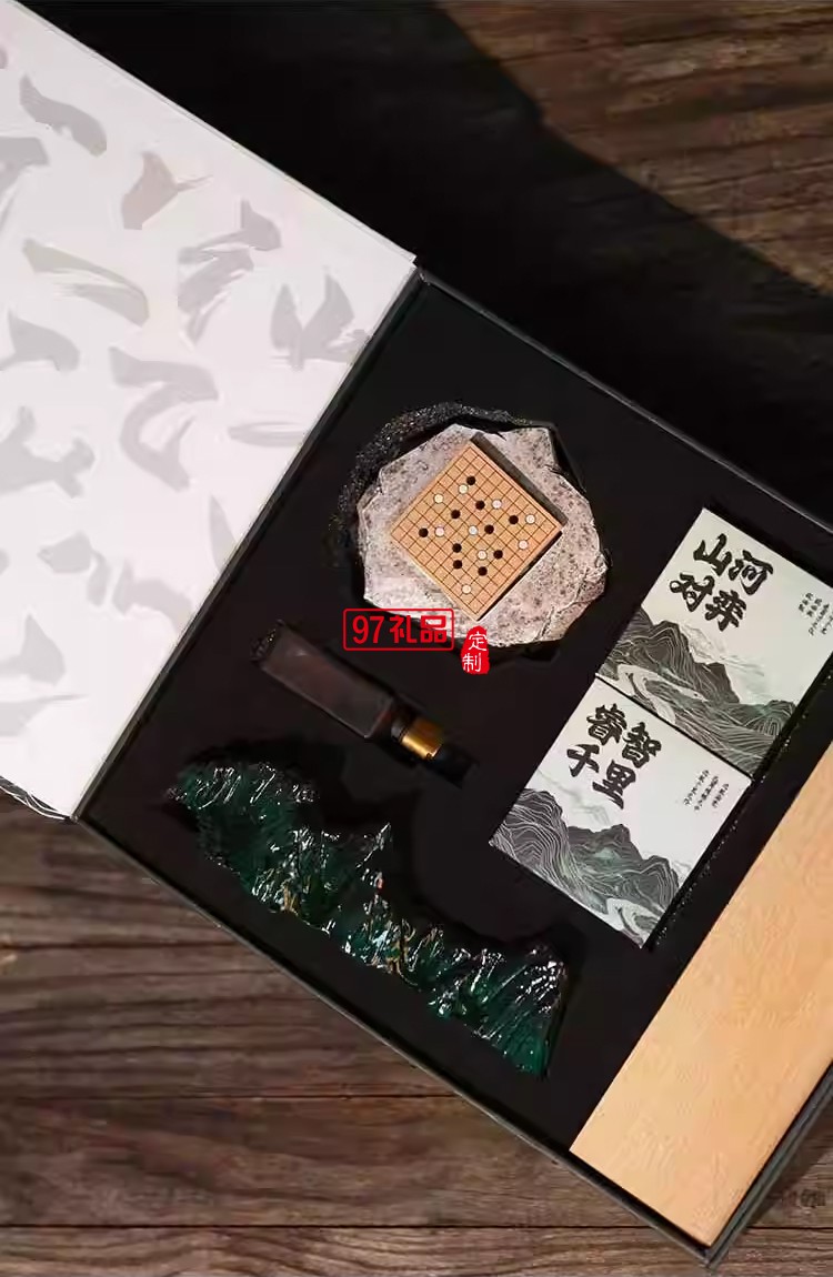 睿智千里文創(chuàng)禮品萬里江山變色茶寵圍棋無火香薰器中高檔端午禮盒